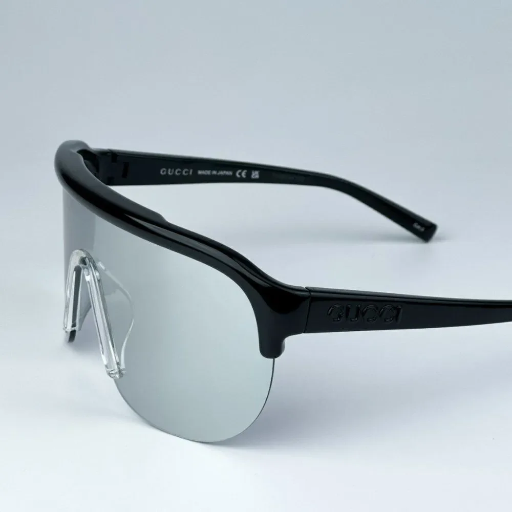 NEW Gucci GG1645S 003 Black Grey Silver Mirrored Unisex Mask Sunglasses GG 1645